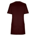 thumbnail image 6 of Long Tops for Women wear with Leggings Square Neck Short Sleeve Loose Fit Tunic Tee Shirt with Pockets (XL, Wine), 6 of 7