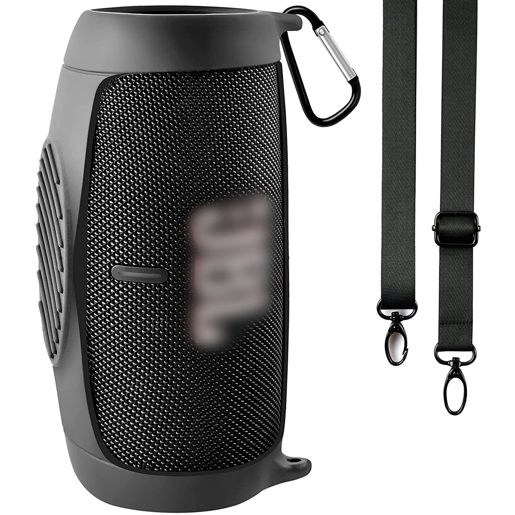 CULEUTIL Silicone Case Cover for JBL Charge 5 Portable Bluetooth Speaker, Waterproof Rubber Carrying Pouch Holder with Strap(Black)