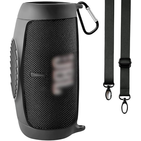 CULEUTIL Silicone Case Cover for JBL Charge 5 Portable Bluetooth Speaker, Waterproof Rubber Carrying Pouch Holder with Strap(Black)