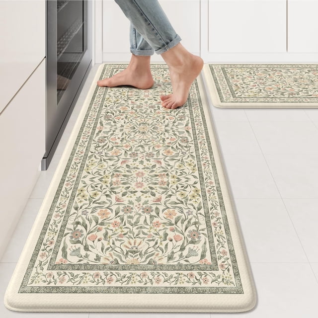 Set de tapetes de cocina boho floral antifatiga KIMODE