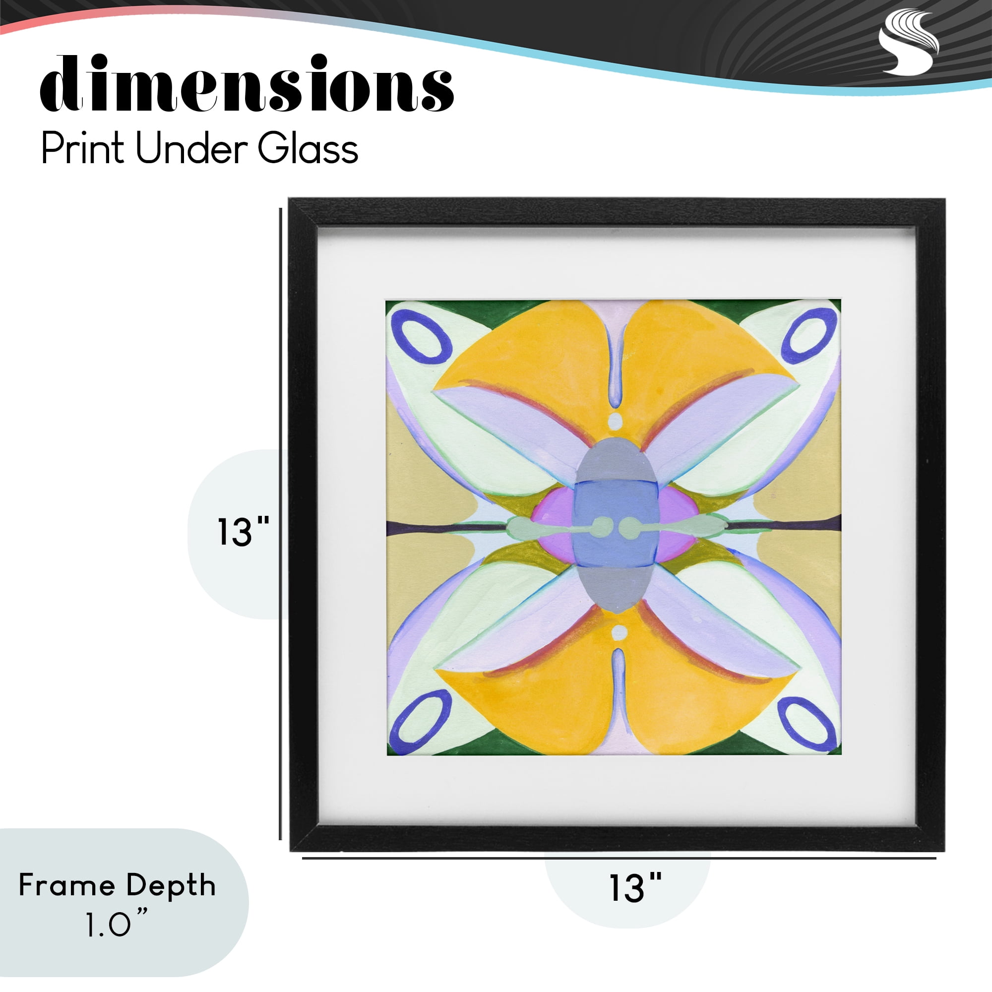 Stupell Industries Warm Revival Kaleidoscope Black Framed Print Under Glass, design by Melissa Wang