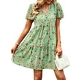 thumbnail image 3 of One opening Summer Dresses for Women V Neck Short A-line Sundress Bohemian Floral Print Dresses Vacation Beach Dresses, 3 of 9