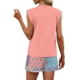 thumbnail image 6 of 2 Piece Short Sets for Women Summer Vacation Outfits Cap Sleeve Tops and Floral Wide Leg Shorts Set, M, 6 of 6