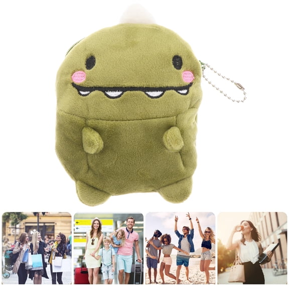 NUOLUX Stylish Green Zipper Coin Holder Dinosaur Pouch for Daily Use