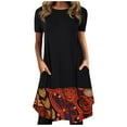 thumbnail image 2 of Wycnly Summer Dresses for Women Loose Swing Pocket Tunic Tshirt Midi Dresses Short Sleeve Round Neck Tie-Dye Print Knee-Length 2024 Casual Dress Red xl Clearance Under $5, 2 of 5