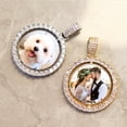 thumbnail image 4 of Saintda Custom Made Photo Rotating Double-sided Medallions Pendant Micro Paved CZ Round Pendant For Men Women Birthday Anniversaries Gift, 4 of 5