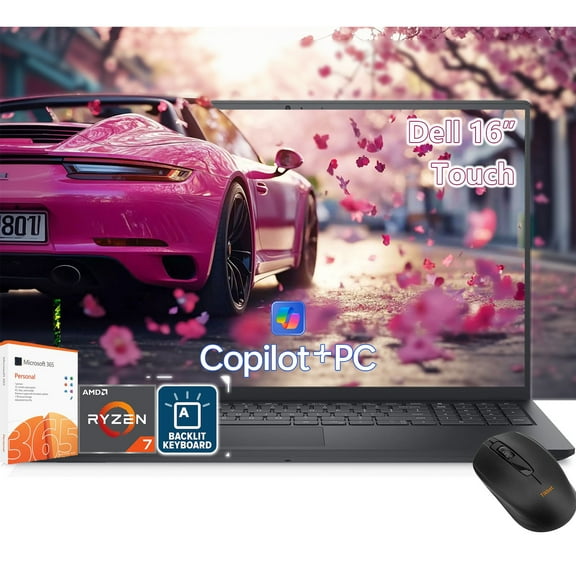 Dell 16 Touchscreen Laptop -AMD Ryzen Ryzen 7 250 Beat Ultra 7 155H -16inch FHD Touch -32GB RAM| 1TB SSD -Backlit Keyboard -Office 365 -Windows 11 -Copilot Laptop Portatil PC- Business College