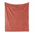 thumbnail image 1 of Modern Soft Flannel Fleece Blanket, Vertical Wavy Lines Forming Elliptic Shapes Curvy Oval Modern Simple Pattern, Cozy Plush for Indoor and Outdoor Use, 50" x 70", Dark Coral Ivory, by Ambesonne, 1 of 6