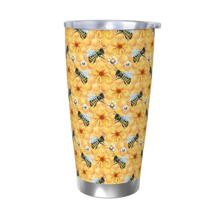 

Zeuib Bee Wasp Printed 20oz Stainless Steel Insulated Car Cup Stainless Steel Thermal Cup Vacuum Insulated Leak-proof Travel Mug Cup-Without Straw