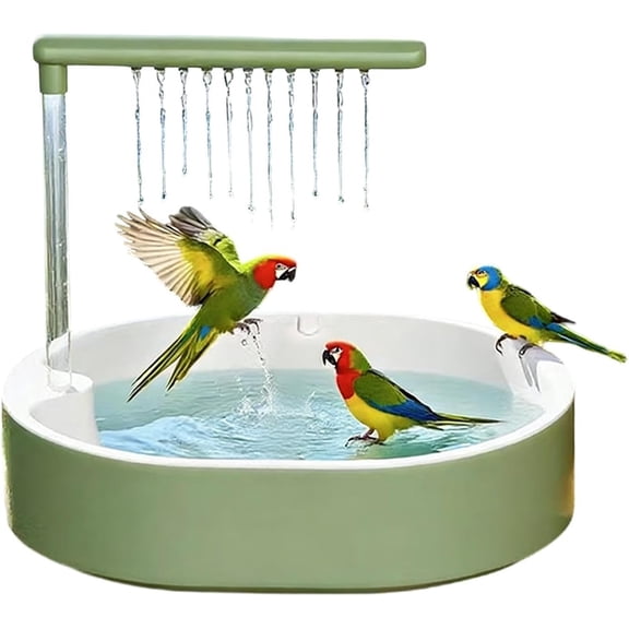 Bird Bath for Cage, 32.3x25.5 cm Basin with Fountain for Small Birds