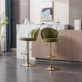 thumbnail image 5 of 25-33 Inch Velvet Bar Stools, Bar Chairs for Counter Height Bar Height with Back & Golden Metal Base, Stools Chair with Footrest for Home Kitchen Island, Pub(Light Green,Set of 4), 5 of 11