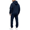 thumbnail image 6 of Men's 2 Piece Sweatsuit Hoodie Tracksuit Set Long Sleeve Pullover Outfit with Pockets Elastic Waist Drawstring Casual Athletic Jogging Gym Running Winter Workout Navy XXXL, 6 of 6