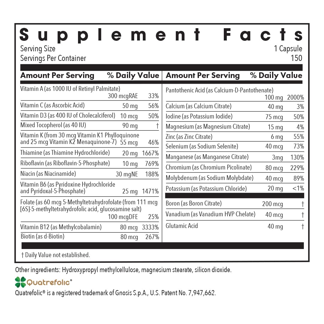 ARG Multi-Vi-Min Without Copper & Iron - Iron Free Multivitamin & Mineral Supplement - Active B Vitamins & Methylfolate - Vegetarian & Non-GMO - 150 Servings - 150 Capsules