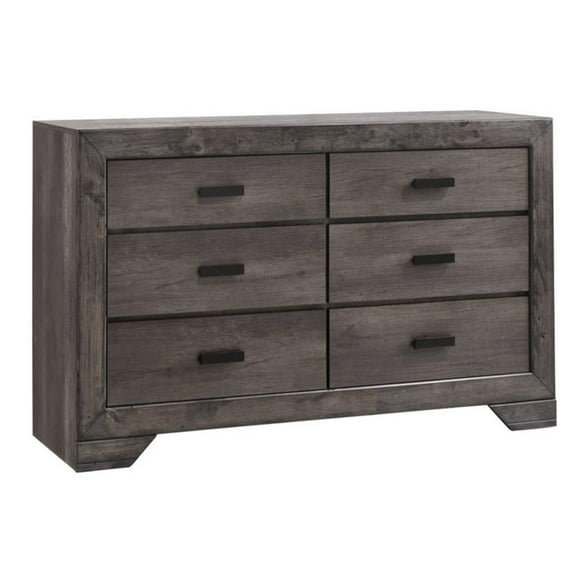 Bowery Hill Solid Wood 6-Drawers Bedroom Dresser in Gray Oak