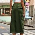 thumbnail image 4 of Cargo Skirts for Women Casual Multi Pockets Button Midi Denim Skirt Elastic High Waist Jean Skirts, 4 of 4