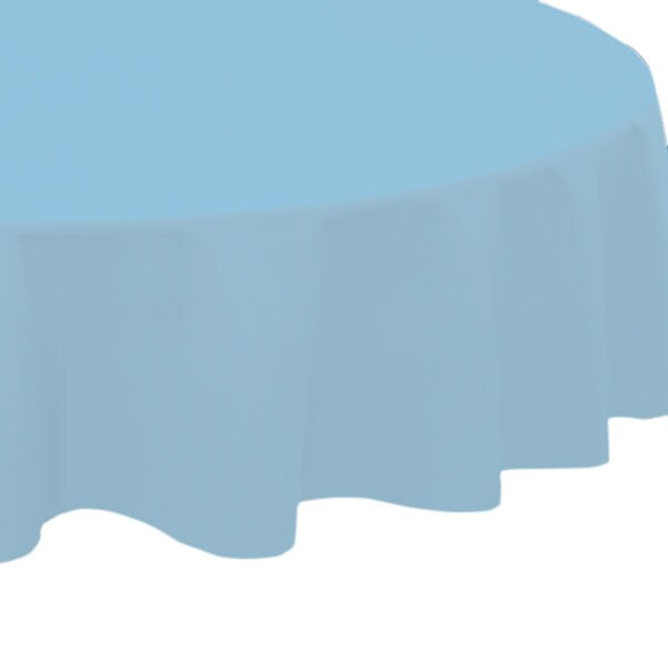 84" Light Blue Round Plastic Table Cover by Paper Mart