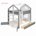 thumbnail image 3 of Full-Over-Full Two-Tone Accent Bunk Bed Frame with Cabinet, Drawers & Shelves, Modern Storage Kids Bed with LED Light Strip, 3 of 10