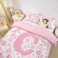 thumbnail image 3 of jejeloiu Bowknot Pink Monogram C Queen Duvet Cover Set For Girls,Ice Cream Cow Print Western Cowgirl Boots Bedding For Kids,Pink Reversible,3 Pieces(No Comforter), 3 of 6