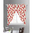 thumbnail image 3 of Red Poppy Swag Valances for Windows, Pastoral Flowers Green Leaves Vintage Botanical Rod Pocket Sheer Valances for Windows, Swag Toppers Light Filtering for Kitchen Living Room 2 Panels 36''x63'', 3 of 6