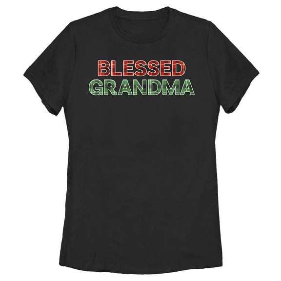 Women's Lost Gods Christmas Plaid Blessed Grandma  Graphic T-Shirt