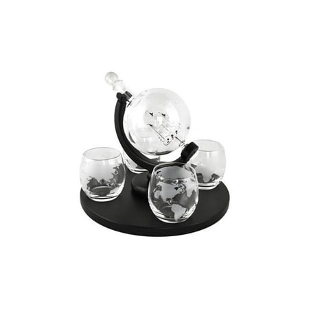 

Three Star Import & Export WB200 11 x 9 in. World Liquor Bottle & 4 Glasses