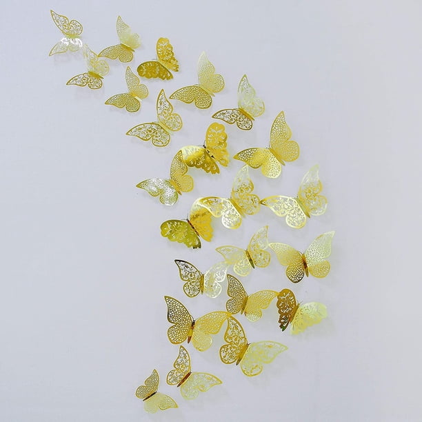 Download 3d Butterfly Wall Decor Decals Stickers Removable Diy Metallic Paper Butterflie Wall Murals Decorations For Home Living Room Babys Bedroom Showcase Nursery Wall Art Decor 36pcs Walmart Com Walmart Com