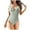 Mint Green, variant on Ruffled One Piece Swimsuits for Women Casual V Neck Bathing Suits Woman's Solid Color Stripe Swimwear