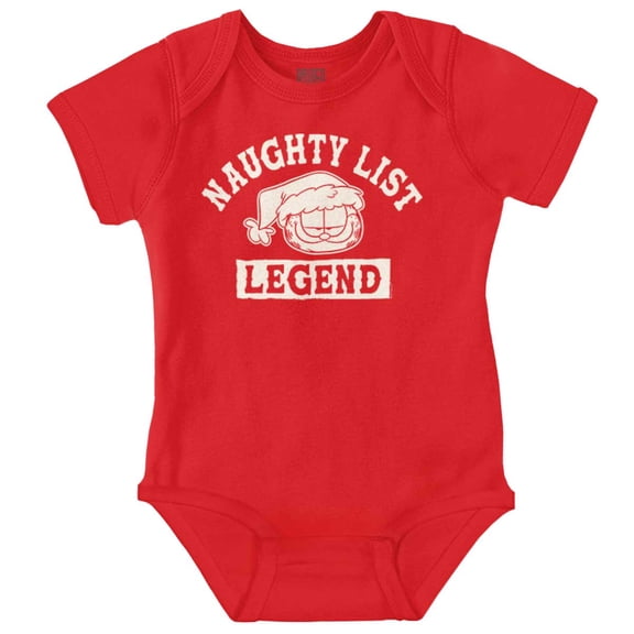 Xmas Garfield Naughty List Legend Baby Romper Boys or Girls
