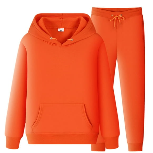 Ploknplq Hoodies for Men Essentials Hoodie Sports Suit Autumn And Winter Leisure Solid Color Hooded Sweater Pants With Tassels Sports Suit Sweatsuits for Men Sweatpants for Men Orange L