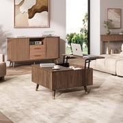 JOINICE Lift Top Coffee Table with Storage, Mid Century Modern Wooden Square Center Table,for Living Room, Walnut
