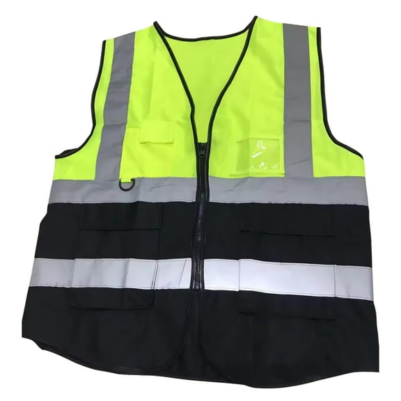 Homiegear High Visibility Reflective Safety Vest | High Visibility Security Vest | Work Construction Vest (Yellow & Black, 2XL)