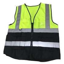 Homiegear High Visibility Reflective Safety Vest | High Visibility Security Vest | Work Construction Vest (Yellow & Black, XL)