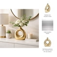 thumbnail image 5 of Hollow Ring Metal Vase for Living Room Decor - Modern Accent Flower Vase for Home Display - Room Centerpiece Accent for Bedroom Vanity, House, or Office  Study Table Styling - 10", Gold & Metallic, 5 of 13