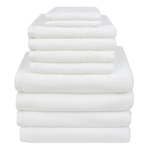Everplush Diamond Jacquard, 10 Piece, White Bath Towel Set, pc