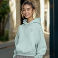 thumbnail image 3 of Dalix Heartly Ghost Embroidery Relaxed Hoodie Soft Fleece Sweatshirt Drawcord Fit Lounge Womens in Sea Foam 2XL XX-Large, 3 of 5