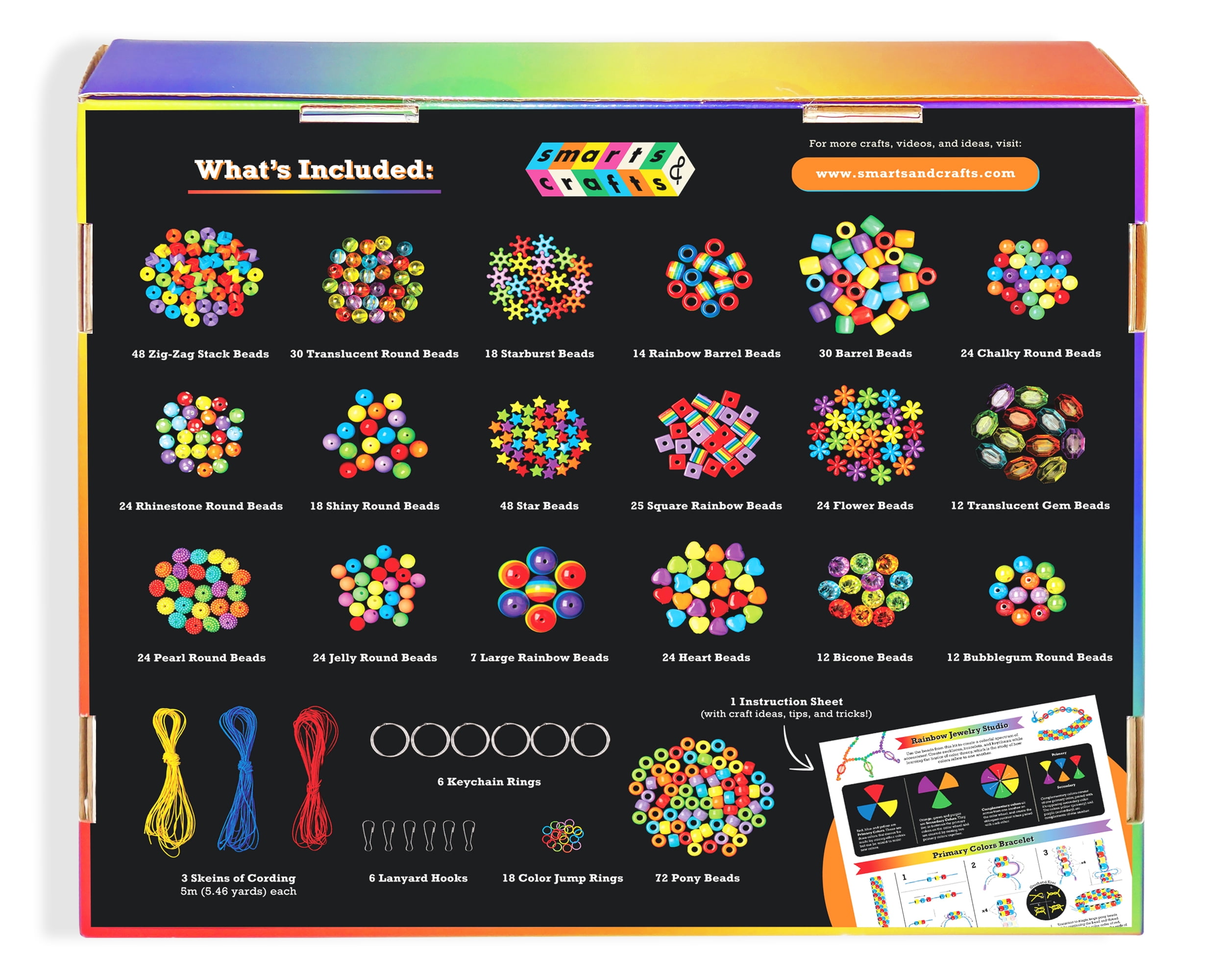 Smarts & Crafts Rainbow Jewelry Studio, 500+ Pieces, Multi-Color,  Children Ages 6+