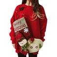thumbnail image 1 of Gibobby Suéter de Mujer Mujer Suéter de Navidad Jumper Cuello Otoño Invierno Regular Al libre Navidad Diario Moda Casual Manga Larga (Rojo, S), 1 of 5