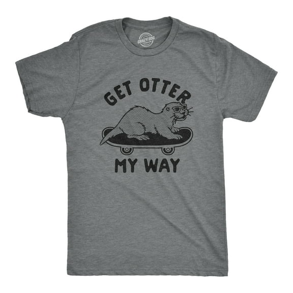 Mens Get Otter My Way T Shirt Funny Cool Skateboarding Otter Novelty Graphic Tee Graphic Tees