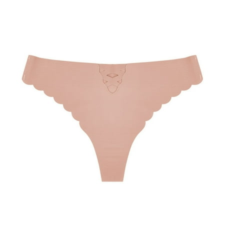 

QYZEU Bikini Panties for Women Women Ice Silk Underwear Low Waist Seamless Thong Solid Color Hollow T Pants