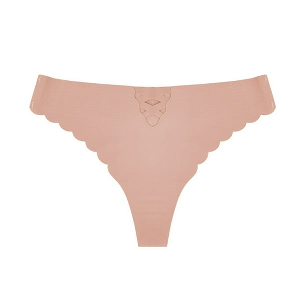 Gibobby Calzones para mujer sexy Ropa interior de seda helada para mujer, cintura , Tanga Sexy sin costuras, pantalones huecos de Color sólido(Rosa,CH)