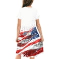 thumbnail image 4 of Odeerbi Niñas Día de La Independencia Vestido de Línea A Verano Patriótico Cuello Redondo Manga Corta Vestido Casual, 4 of 9