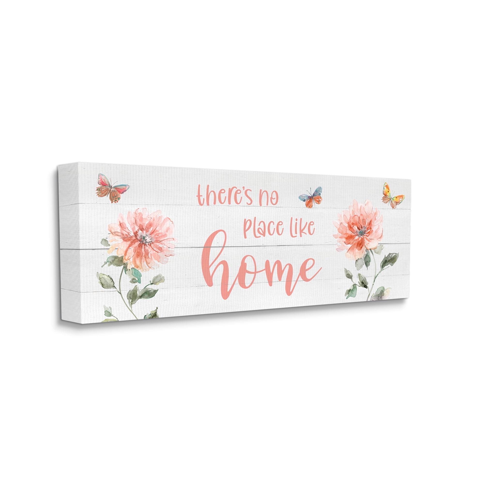 Stupell Industries Floral Pink Home Phrase Botanical & Floral Painting Gallery Wrapped Canvas Art Print Wall Art, 30 x 13