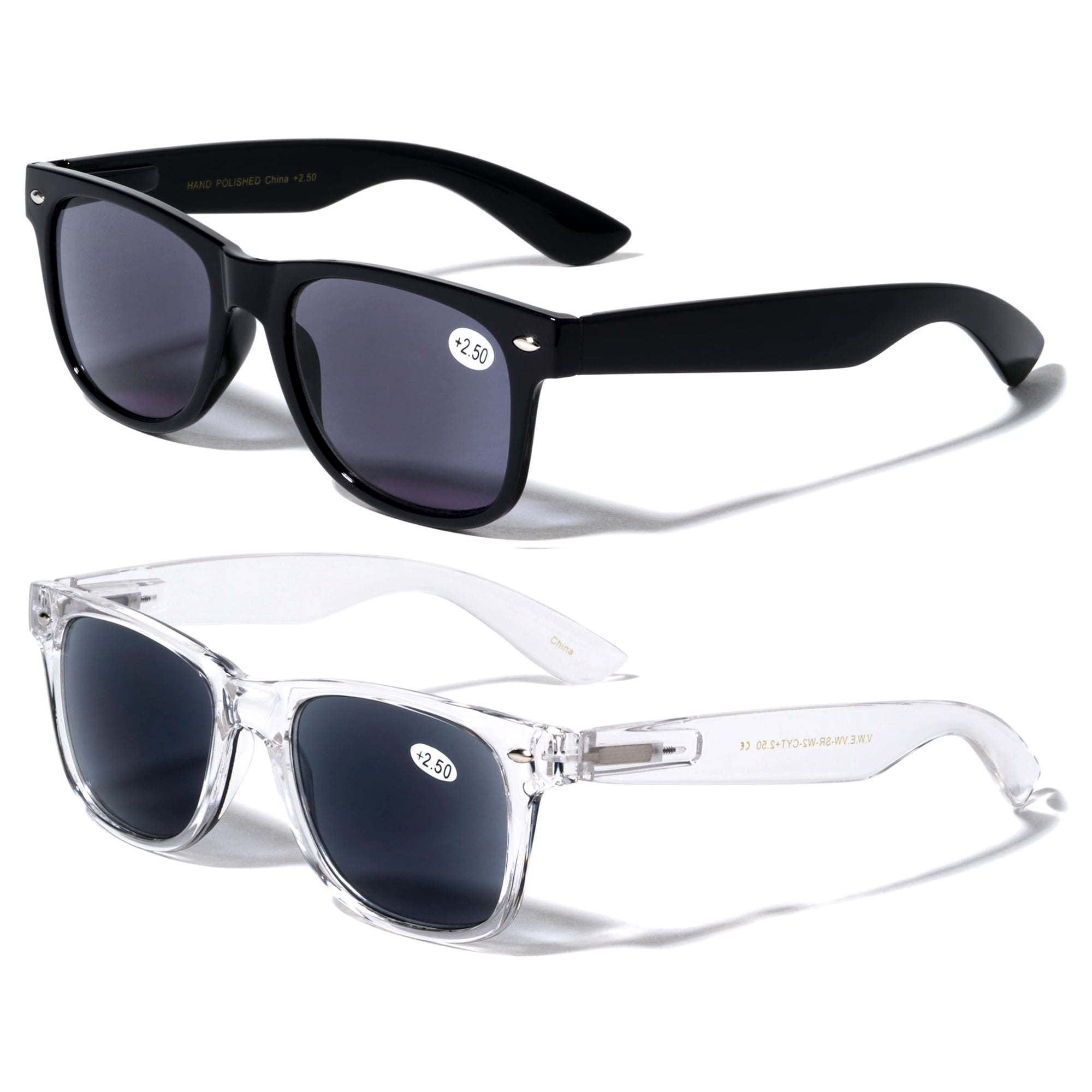 2 Pairs of Outdoor Full Lens Reading Sunglasses - Cool Outdoor Readers For men Or Women - Entire Lens Are Magnified. NOT BIFOCAL +1.00