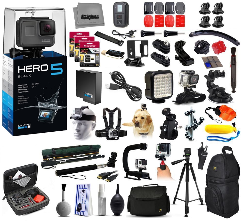 Buy GoPro HERO5 Hero 5 4K Action Camera Black Edition + 4Yr Accident Protection + 192GB + Large Everything You Need Kit by GoPro