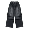 thumbnail image 6 of Atogsazn Children's Boys Cargo Jeans Kids Casual Wide Leg Loose Fit Denim Pant Baggy Lightweight Trouser with Pocket Navy 9-10 Years Fashion, 6 of 6