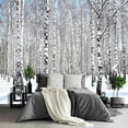thumbnail image 2 of - Birch Tree Forest Wallpaper Living Room Paranormal Landscape Mural Landscape Jungle Bedroom Mural Woodland Birch Sofa Peel and Stick）, 2 of 3