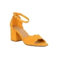 thumbnail image 1 of Women Faux Suede Scallop Edge Open Toe Low Chunky Heel Sandal 18883, 1 of 6