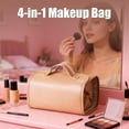 thumbnail image 2 of Roll up Makeup Bag, Large Travel Makeup Bag, Foldable Makeup Bag, Waterproof Hanging Toiletry Bag with 4 Clear Detachable Interior Pockets, Portable Cosmetic Bag for Women Travel Essentials (Khaki), 2 of 6