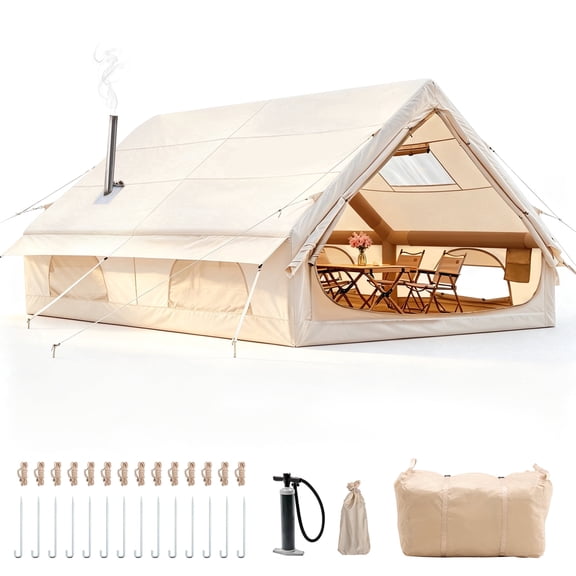 STICCIO 10 x 13 ft 8 Person Inflatable Tent with Stove Jack, 5 min Setup for 4 Season Camping