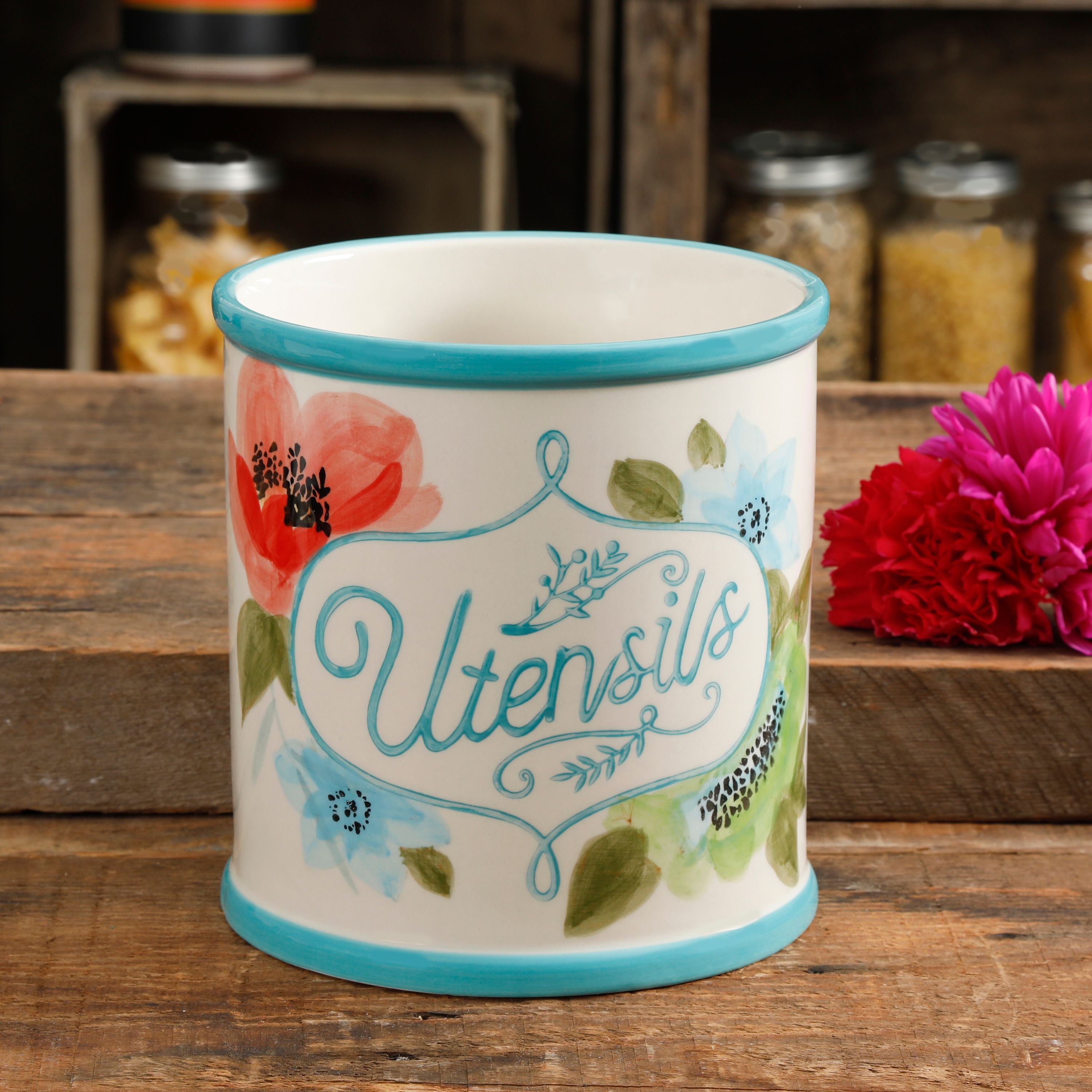 The Pioneer Woman Vintage Bloom 7Inch Utensil Crock